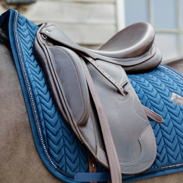 Kentucky Horsewear Saddle Pad Basic Velvet Pearls Dressage Navy