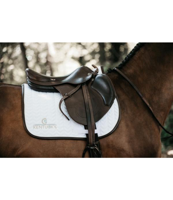 Kentucky Jumping Saddle Pad Fishbone Leather, White